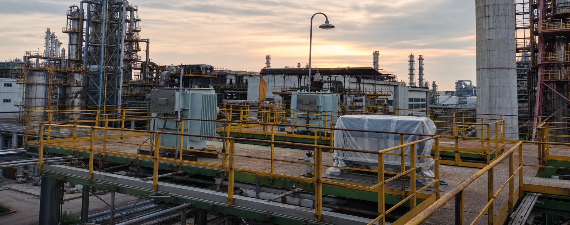 Installed desalter and dehydrator transformer power units at a refinery